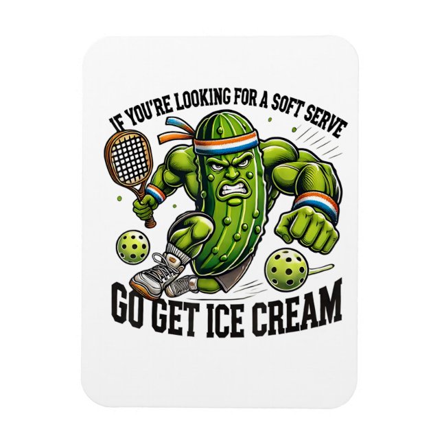 Funny Pickleball Lover Pun with a Pickle Playing Magnet (Vertical)