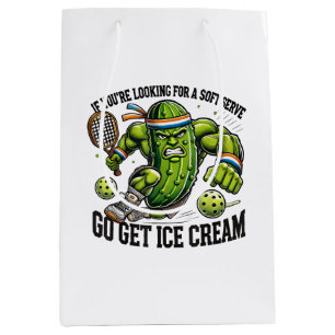 Funny Pickleball Lover Pun with a Pickle Playing Medium Gift Bag