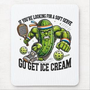 Funny Pickleball Lover Pun with a Pickle Playing Mouse Pad