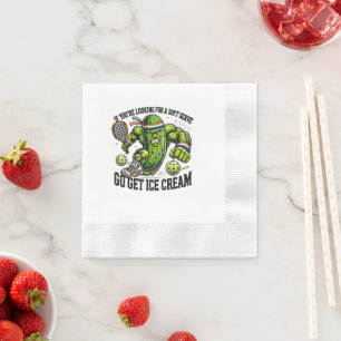 Funny Pickleball Lover Pun with a Pickle Playing Napkin