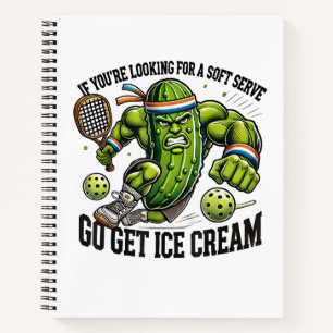 Funny Pickleball Lover Pun with a Pickle Playing Notebook