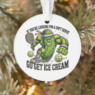 Funny Pickleball Lover Pun with a Pickle Playing Ornament