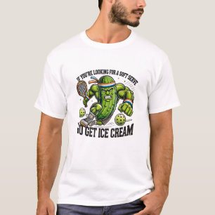 Funny Pickleball Lover Pun with a Pickle Playing T-Shirt