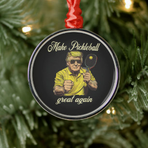 Funny Pickleball Lovers Graphics Pickle Ball Metal Ornament