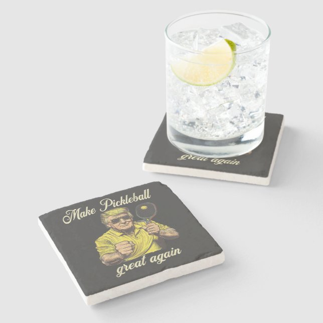 Funny Pickleball Lovers Graphics Pickle Ball Stone Coaster (Side)
