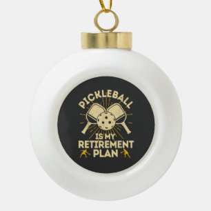 Funny Pickleball My Retirement Plan Vintage Ceramic Ball Christmas Ornament