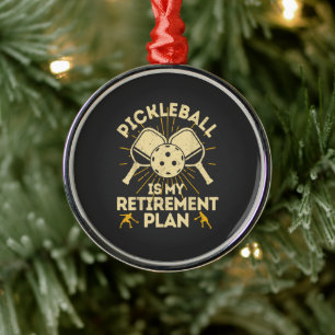 Funny Pickleball My Retirement Plan Vintage Metal Ornament