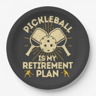 Funny Pickleball My Retirement Plan Vintage Paper Plate