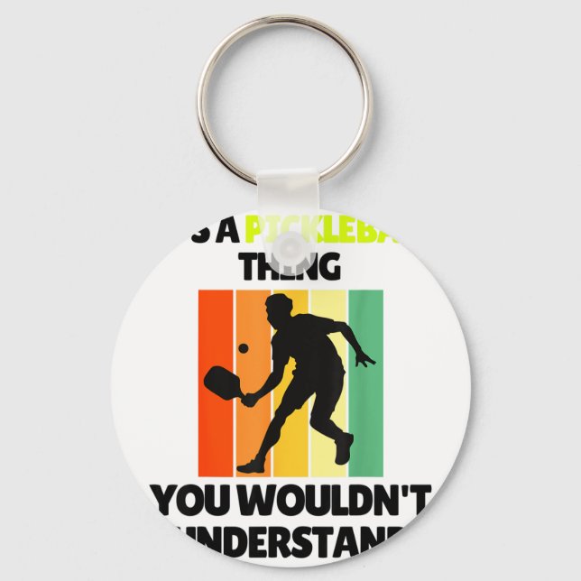 Funny pickleball paddle dink pickle ball player key ring (Front)