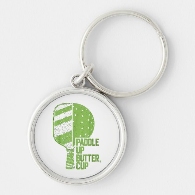 Funny Pickleball Paddle Up Butter Cup Key Ring (Front)