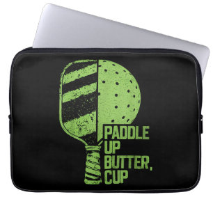 Funny Pickleball Paddle Up Butter Cup Laptop Sleeve
