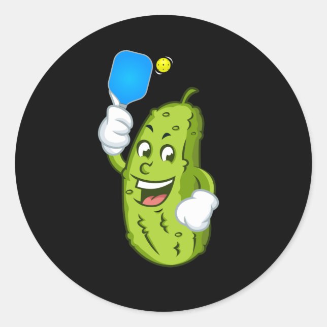 Funny Pickleball Pickel Humour Cucumber Classic Round Sticker (Front)