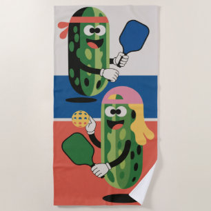 Funny Pickleball Pickle Headband Duo Beach Towel