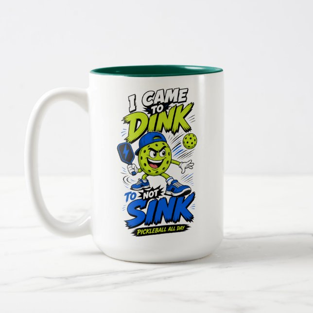 Funny Pickleball Player Design Two-Tone Coffee Mug (Left)