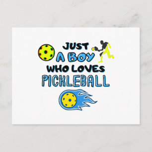 Funny Pickleball Player Just A Boy Who Loves Pickl Holiday Postcard