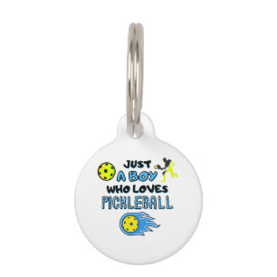 Funny Pickleball Player Just A Boy Who Loves Pickl Pet Tag
