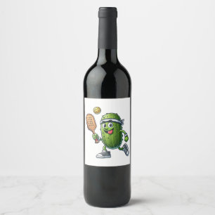 Funny Pickleball Player Paddleball Lover  Wine Label