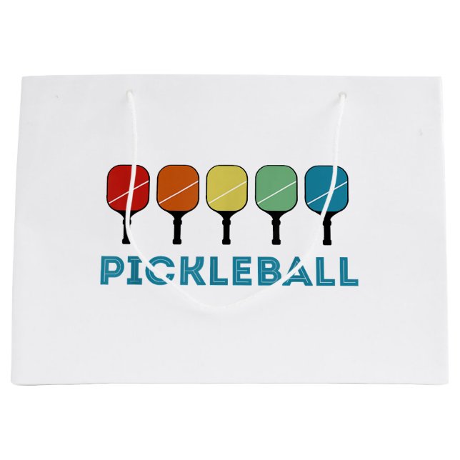 Funny Pickleball Retro Vintage  Large Gift Bag (Front)