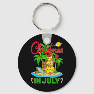 Funny Pickleball Santa Hat Hawaiian Christmas In J Key Ring