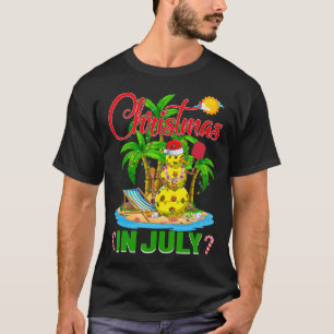 Funny Pickleball Santa Hat Hawaiian Christmas In J T-Shirt