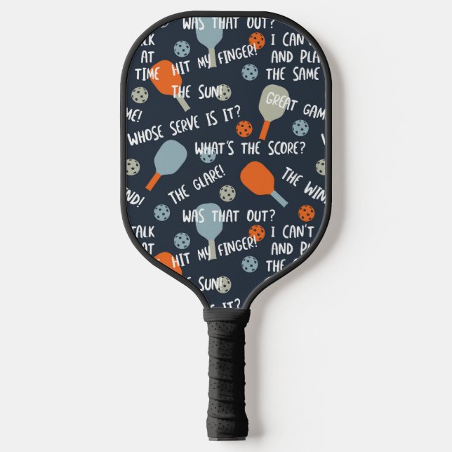 Funny Pickleball Talk Excuses Blue Orange Pickleball Paddle (Front)
