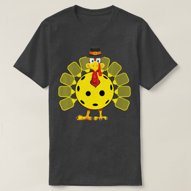 Funny Pickleball Thanksgiving Golf Ball Turkey Lov T-Shirt (Design Front)