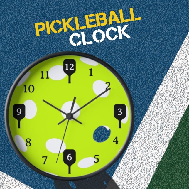 Funny Pickleball Time Black Paddles Clock (Creator Uploaded)