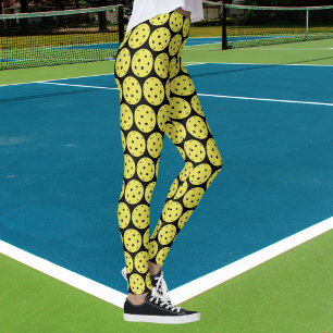 Funny Pickleball Yellow Ball and Black Sports Leggings