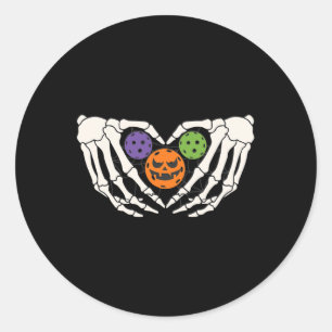 Funny Picklell Halloween Skeleton Hands Love Heart Classic Round Sticker