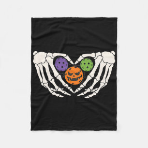 Funny Picklell Halloween Skeleton Hands Love Heart Fleece Blanket