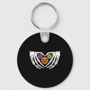 Funny Picklell Halloween Skeleton Hands Love Heart Key Ring