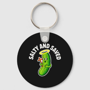 Funny Pickles And Jesus Saved Religious Christian Key Ring