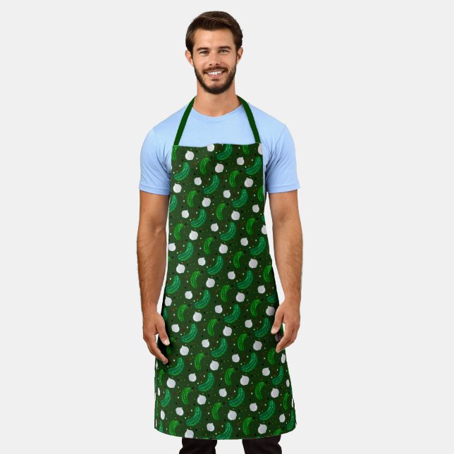 Funny Pickles Gherkins & Pickled Onion Pattern Apron (Worn)