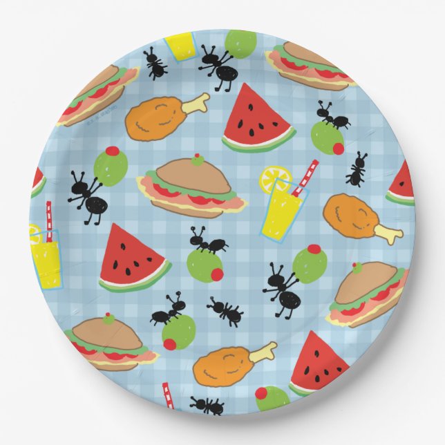 Funny Picnic Food Paper Plate (Front)