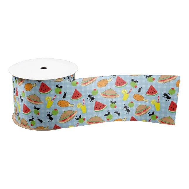 Funny Picnic Food Pattern Satin Ribbon (Spool)