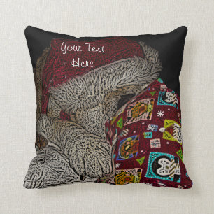 funny picture of cute dog dressed for christmas cushion