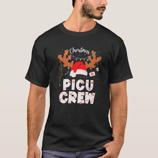 Funny PICU Nurse Squad Christmas Crew Group Nursin T-Shirt (Front)
