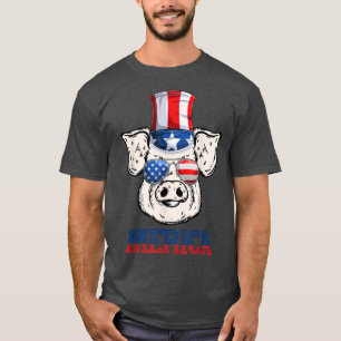 Funny Pig 4th of July Patriotic American Flag Sung T-Shirt