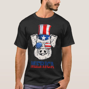 Funny Pig 4th of July Patriotic American Flag Sung T-Shirt