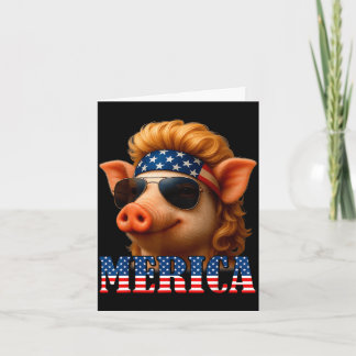 Funny pig american flag farmer independence day 4t card