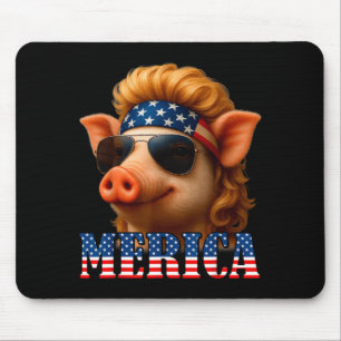 Funny pig american flag farmer independence day mouse pad