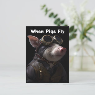 Funny Pig as Pilot Postcard