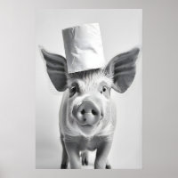 Funny Pig Bathroom Print, Toilet Paper Hat