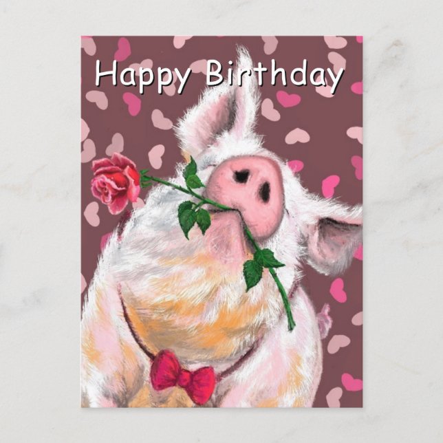 Funny Pig Birthday Card (Front)
