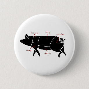 Funny Pig Butcher Chart Diagram 6 Cm Round Badge