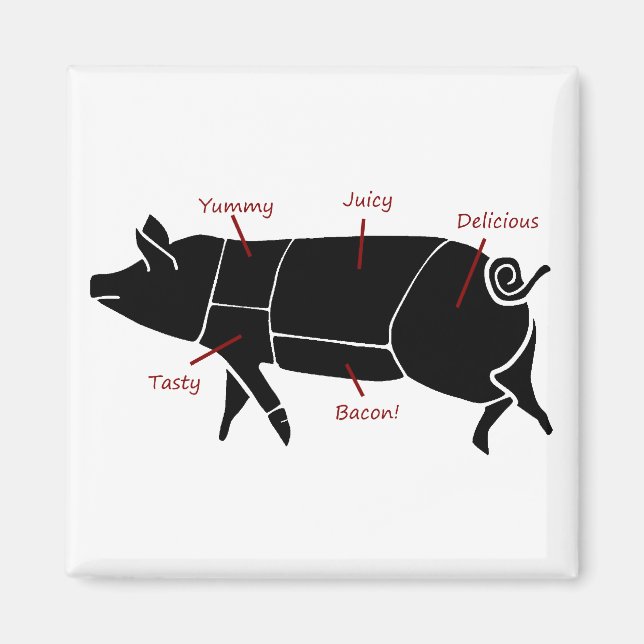 Funny Pig Butcher Chart Diagram Magnet (Front)