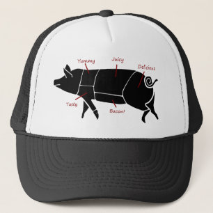 Funny Pig Butcher Chart Diagram Trucker Hat