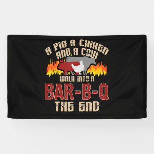 Funny Pig Chicken Cow Bar B Q Bbq Chef Cookie Cook Banner