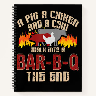 Funny Pig Chicken Cow Bar B Q Bbq Chef Cookie Cook Notebook