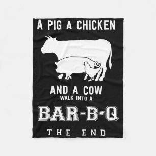 Funny Pig Chicken Cow Story Of Bbq Master Roast Gr Fleece Blanket